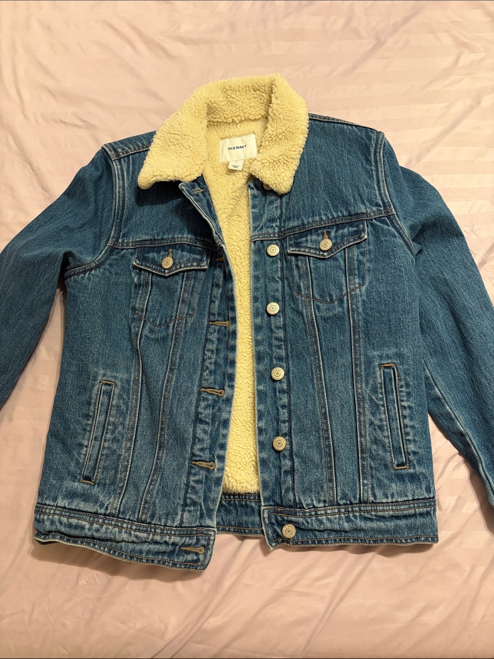 Old Navy Blue Denim Jacket with Cream Sherpa Lining